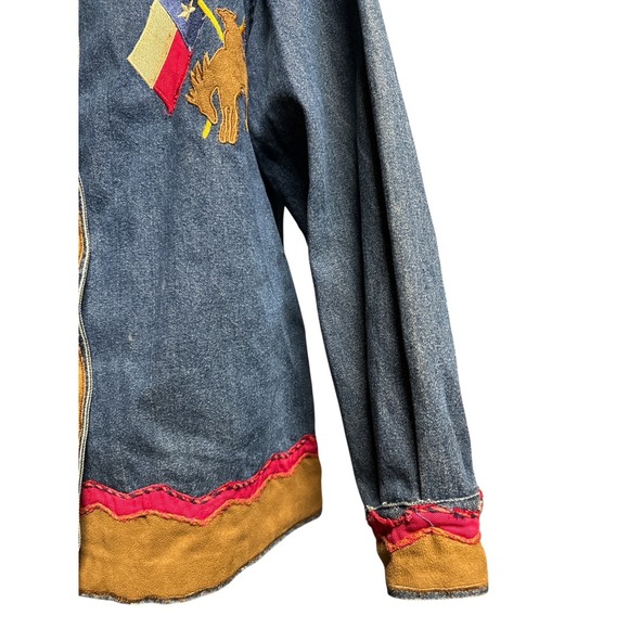 Vintage Don't Mess With Texas Embroidered Denim Jacket Fun America Womens Size M - Picture 4 of 6